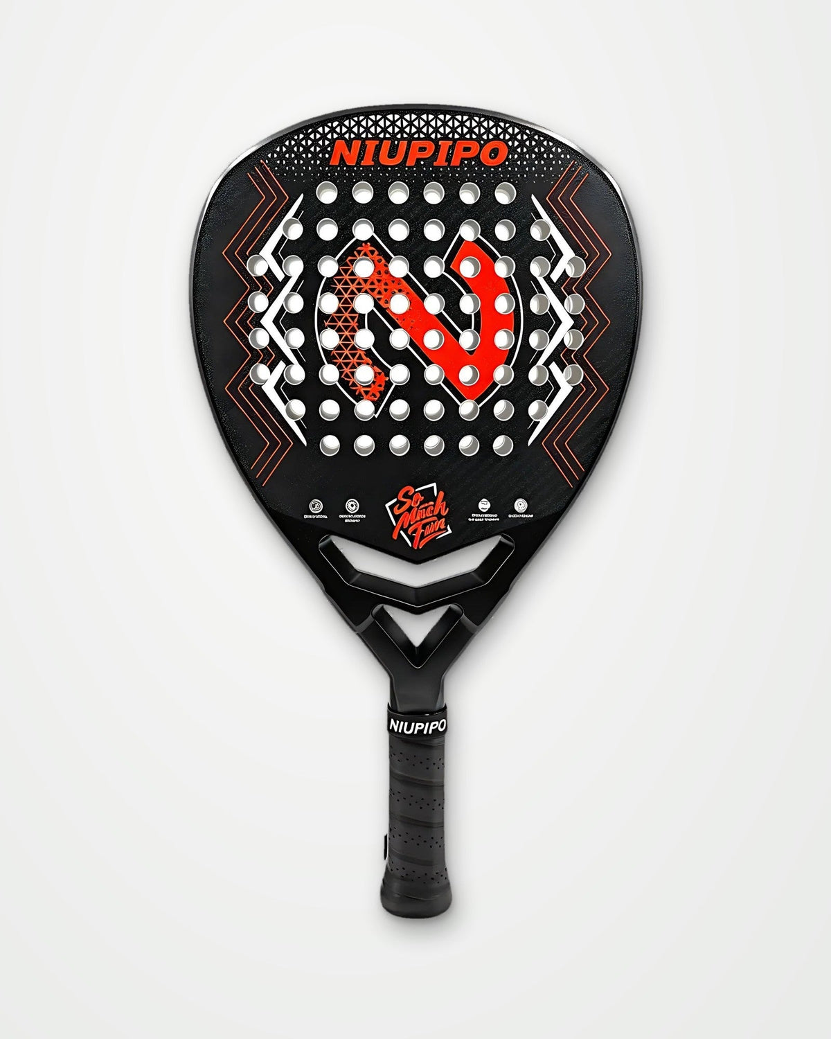 Niupipo 3K carbon diamond padel racket showing the wrapped handle