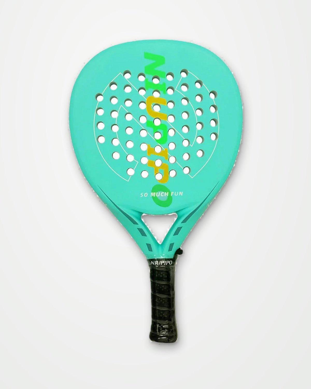 Niupipo carbon teardrop padel racket in mint on a light studio background