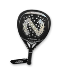 Niupipo 3K carbon diamond padel racket in silver and black, front view
