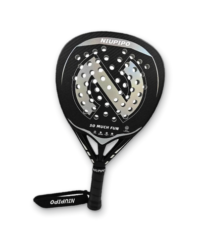 Niupipo 3K carbon diamond padel racket in silver and black, front view